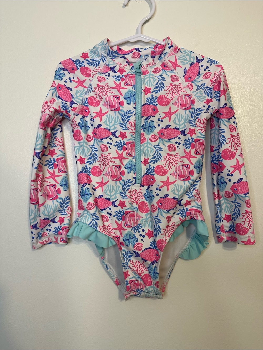 Cynthia Rowley Girls' Long-Sleeve Pink & Blue Sea Life Rash Guard Swimsuit